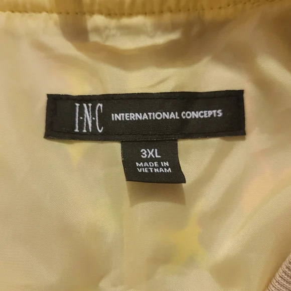 INC Yellow floral Sateen Bomber Jacket. sz.3XL - Picture 5 of 6